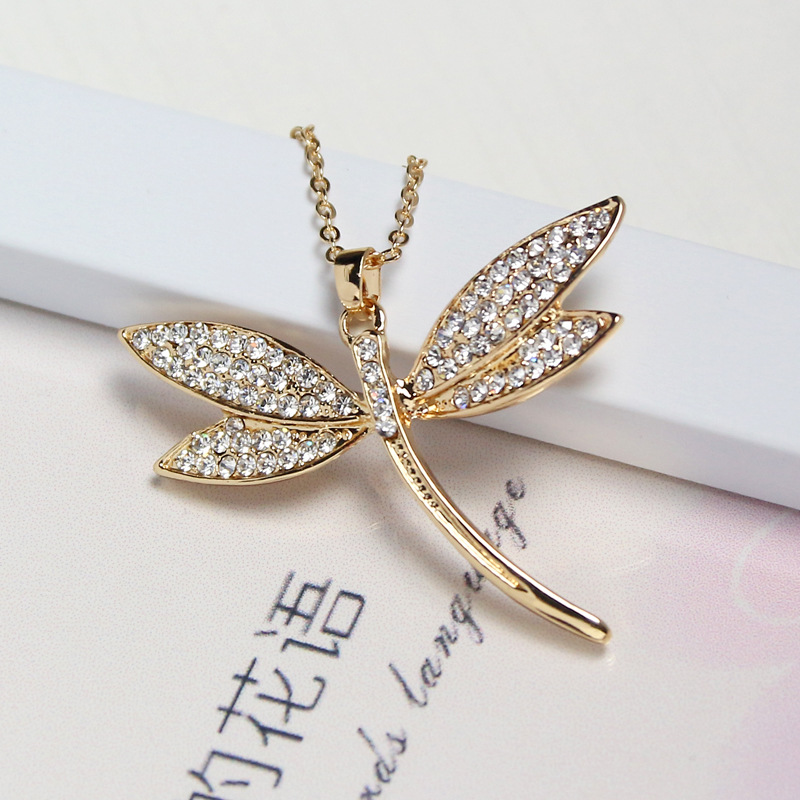 New style diamond elegant dragonfly pendant necklace