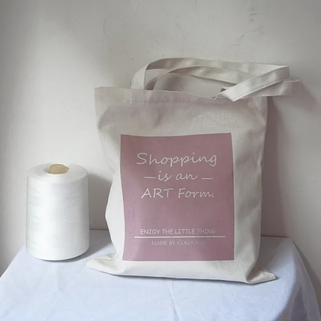 Shopping is art letter printed canvas bag Pink - Shop at LoveMi