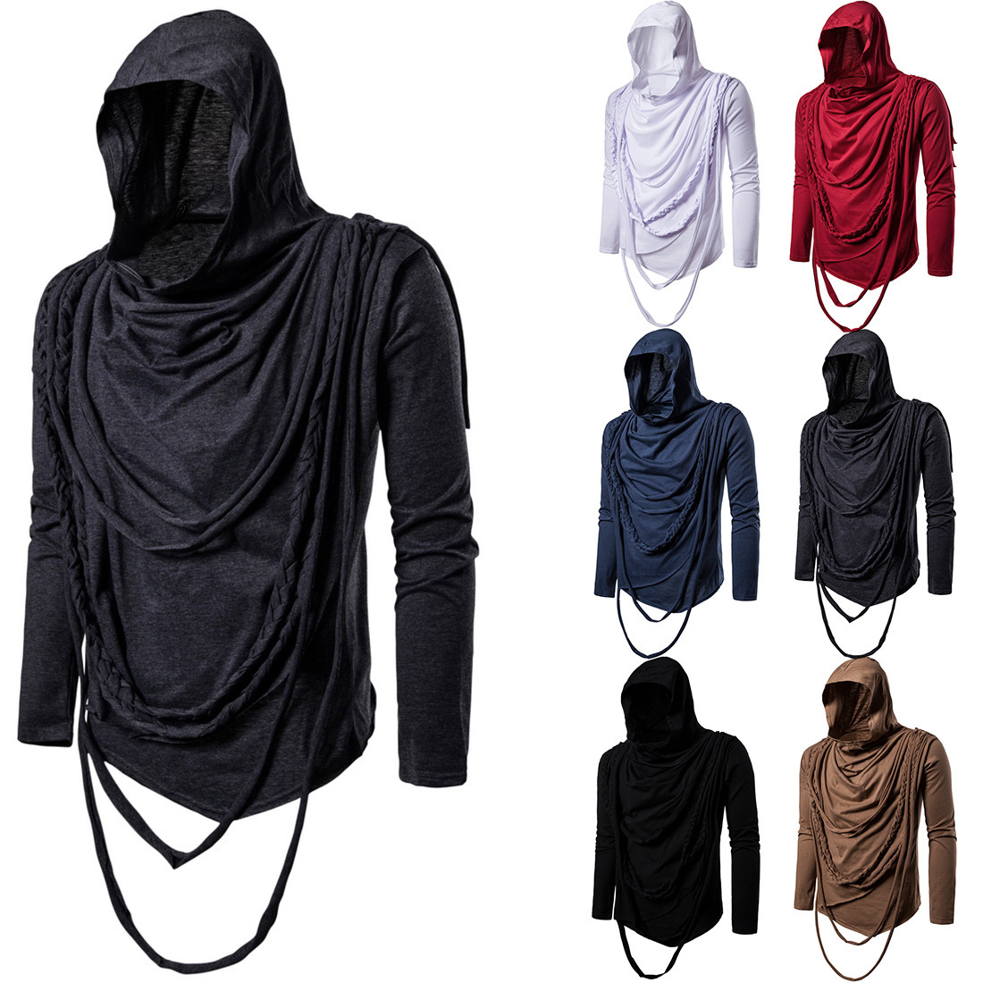 Hooded pullover pile collar long sleeve T-shirt