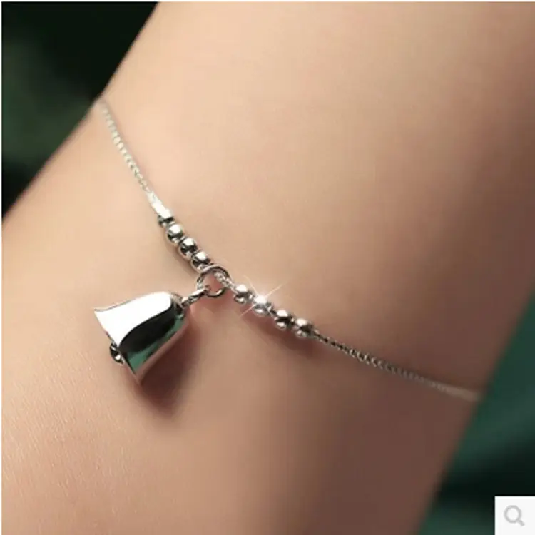 S925 sterling silver bell bracelet