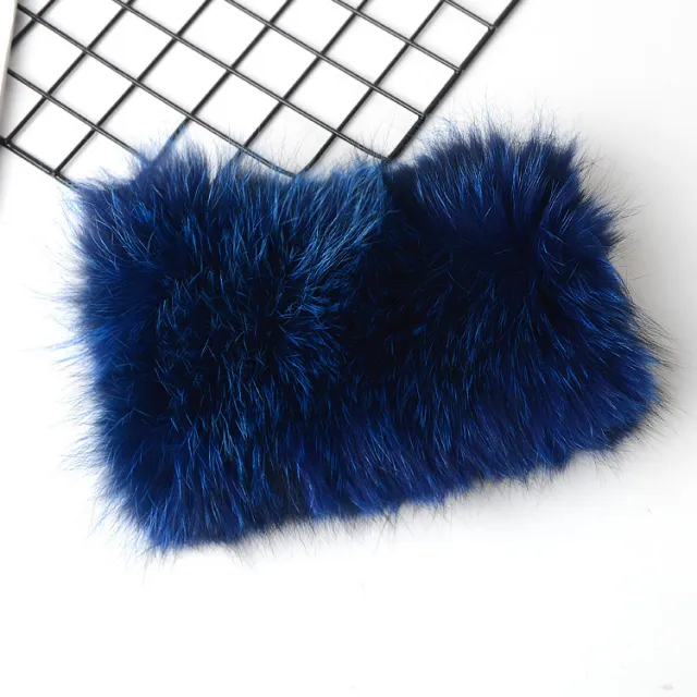 Fashionable fur fox fur warm and cold scarf Navy Blue - Shop at LoveMi