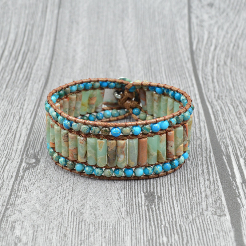 Multilayer woven natural imperial stone beaded bracelet