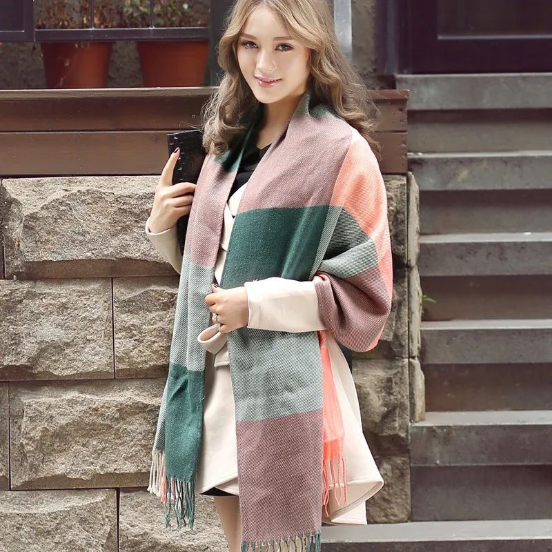 Thick and long unisex scarves - Wgg Green Orange