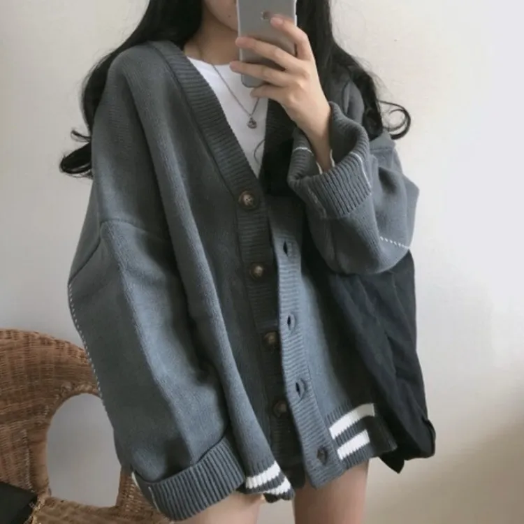 Solid colour cardigan sweater - Grey