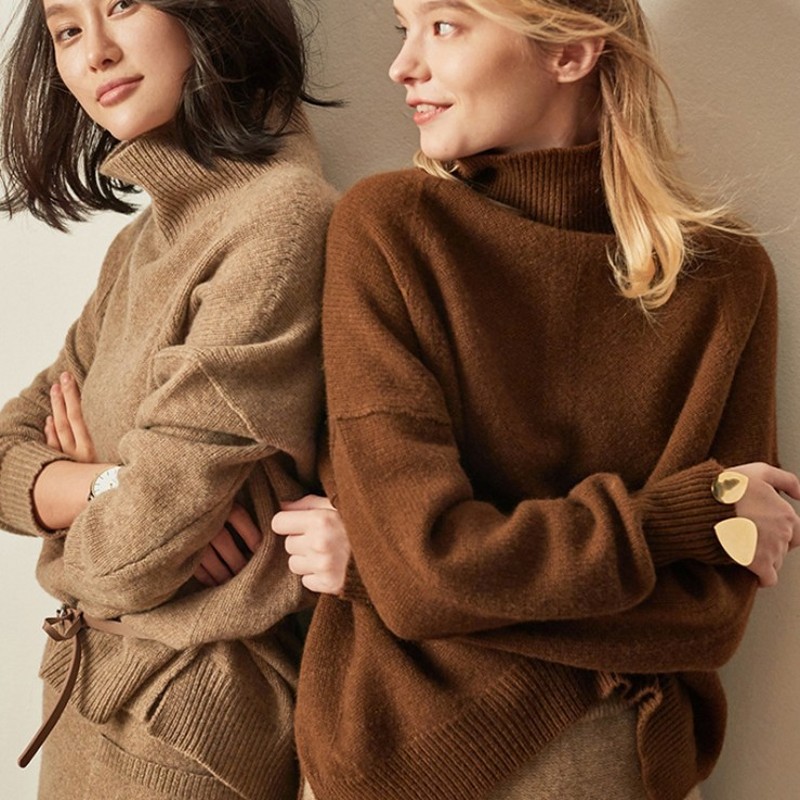 High anti-neck thick lazy knit plus size base sweater