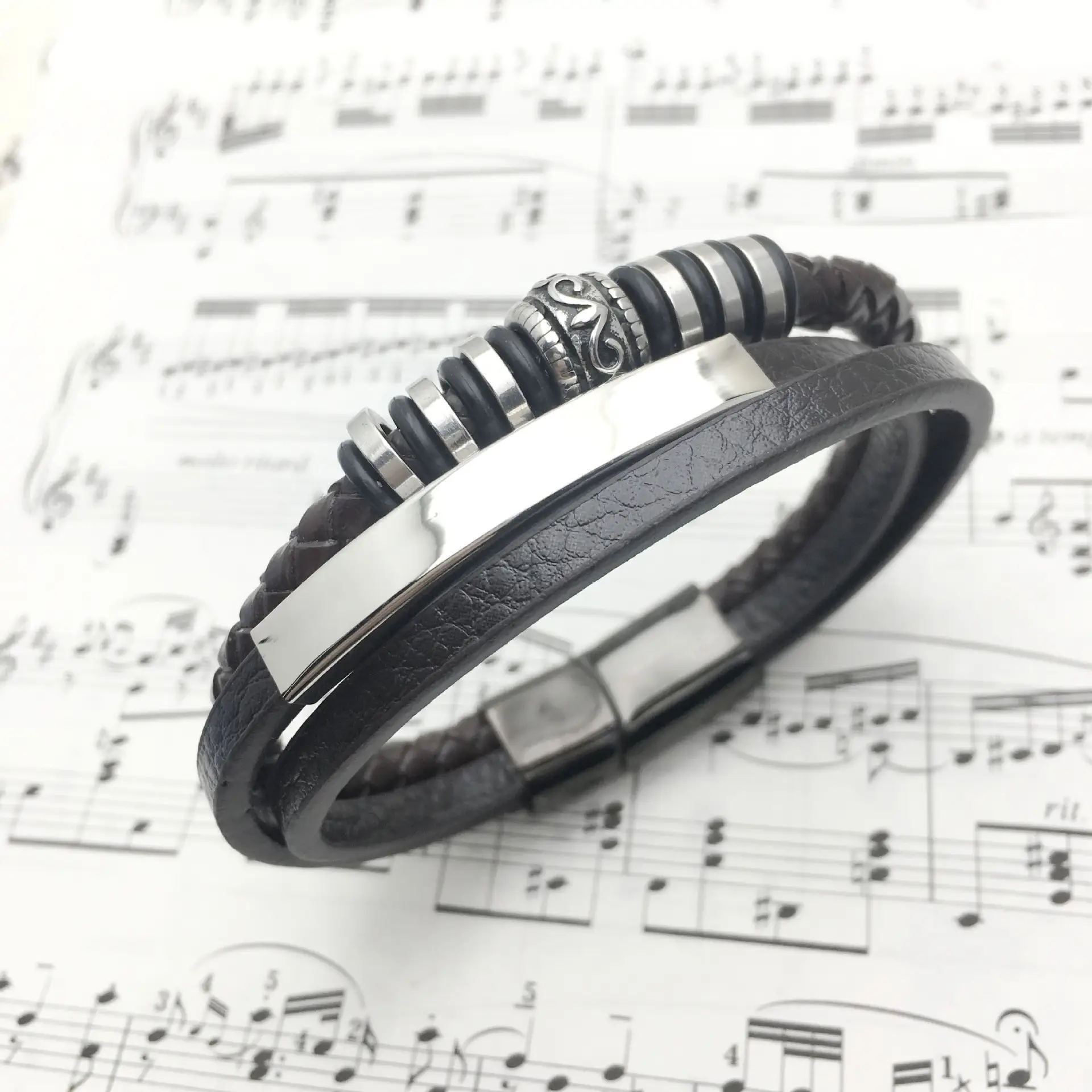 Men's Brown Multilayer Leather Bracelet