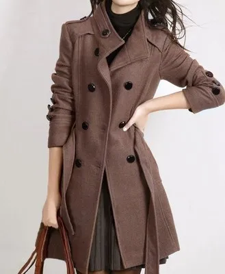 Ladies mid length woolen coat Coffee - Shop at LoveMi
