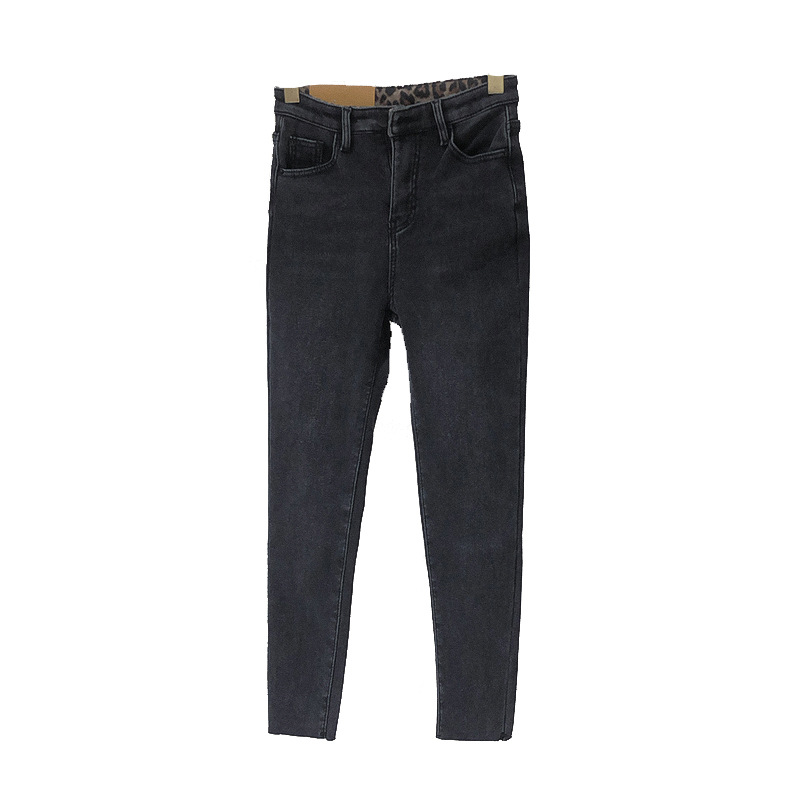High rise plus fleece jeans Black - Shop at LoveMi