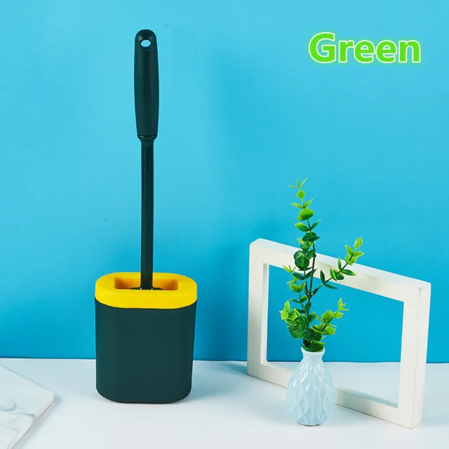 Silicone soft bristled flat head wall mounted toilet brush Green - Shop at LoveMi