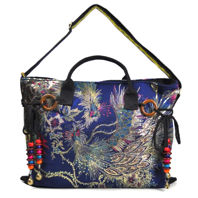 Canvas embroidered handbag Blue - Shop at LoveMi