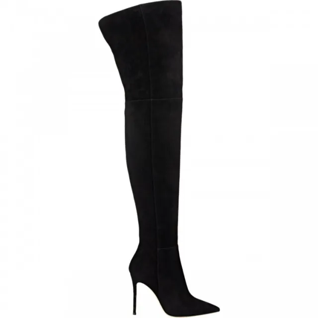 Rubber Pointed Stiletto Heel Faux Fur Martin Boots Black - Shop at LoveMi