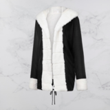 Women's warm coat with hood and woolen collar