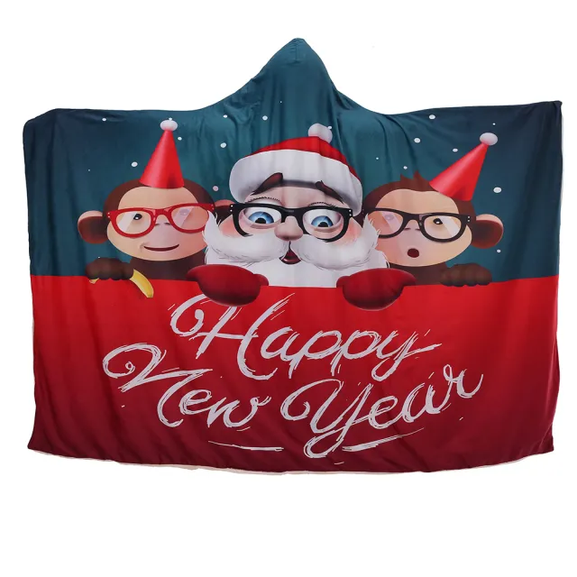 Christmas 3D digital printing plush blanket with hat Red - Shop at LoveMi