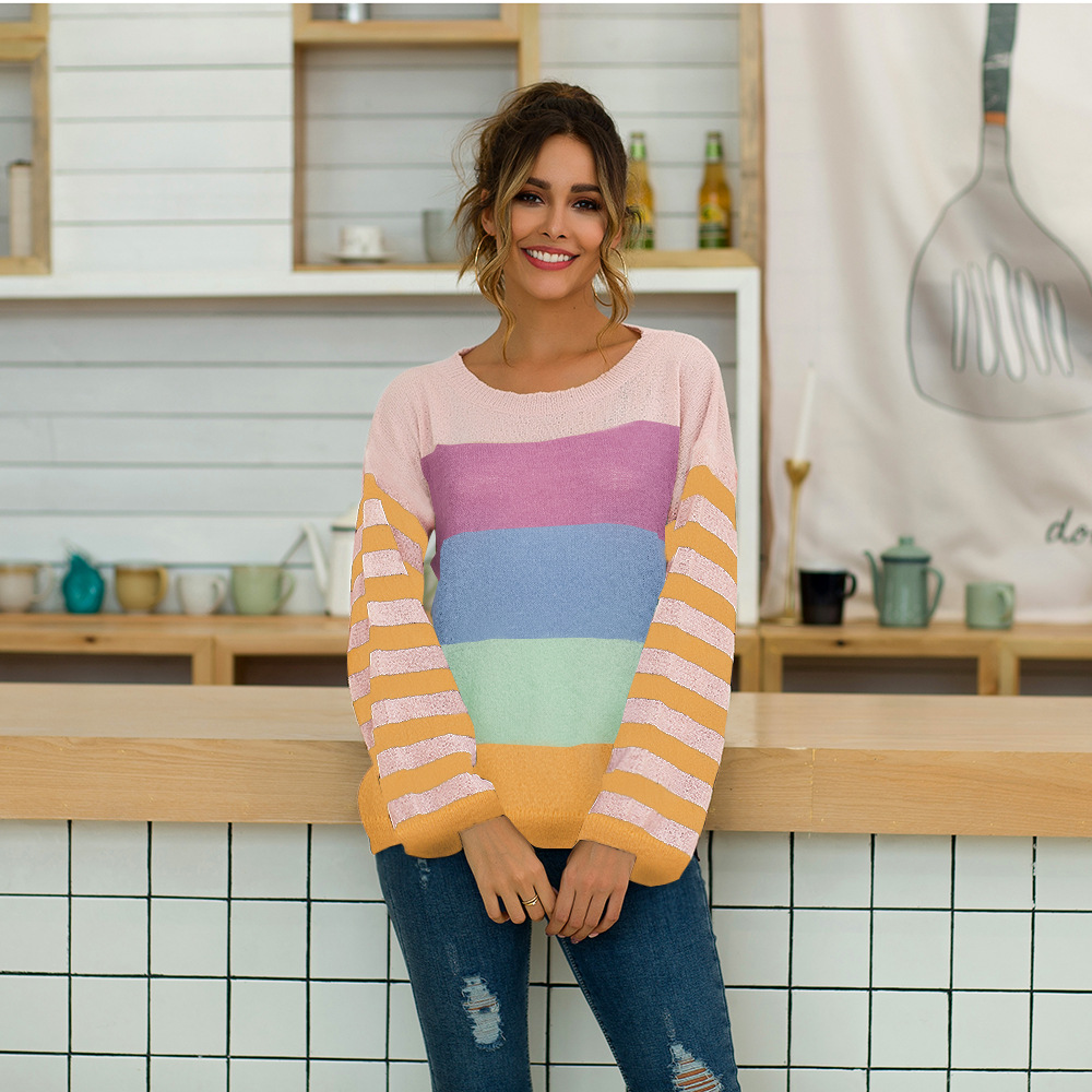 Five-color striped patchwork long sleeve