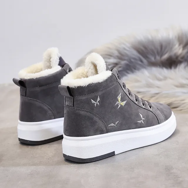 Velvet sneakers velvet panel shoes Grey - Shop at LoveMi