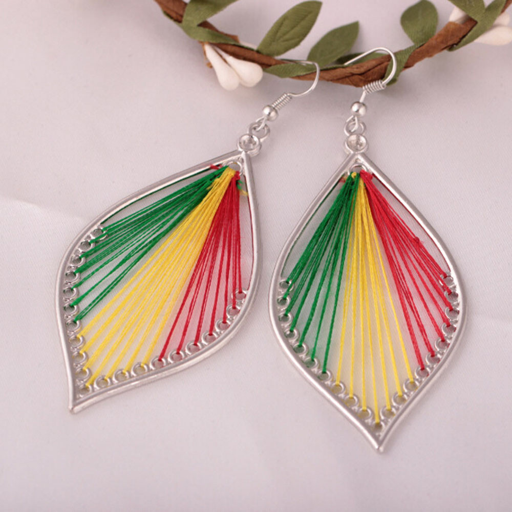 Exaggerated leaf drop handmade silk earrings