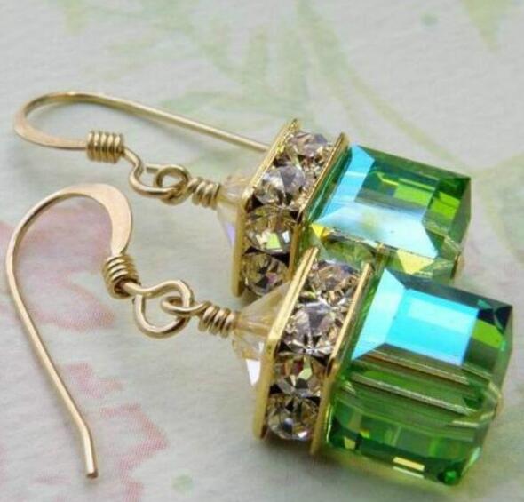Fashion 14K Gold Plated Natural Gemstone Earrings