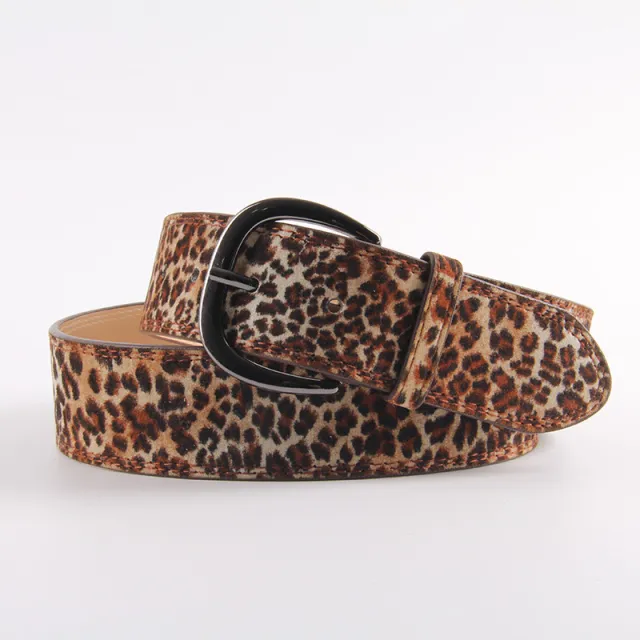Ladies alloy pin buckle frosted decorative belt Leopard - Shop at LoveMi