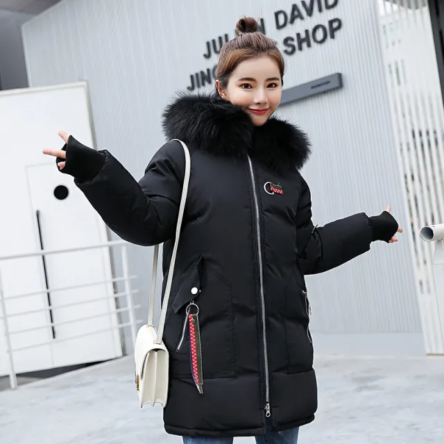Women's mid length down padded jacket Black - Shop at LoveMi