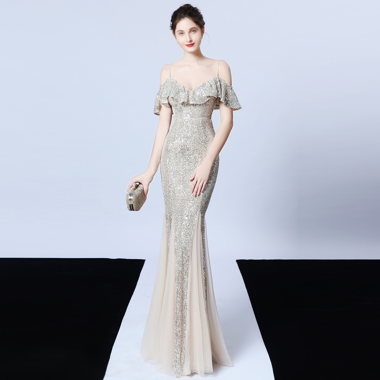 Sequin Fishtail Evening Dress, picture 10 of 12
