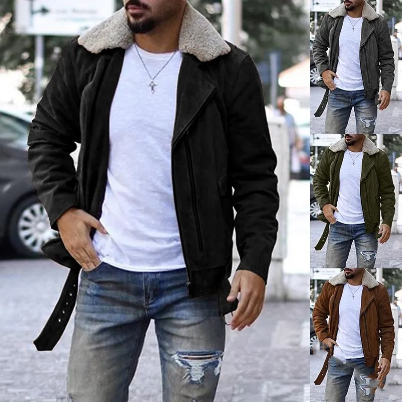 Solid color suit collar fur collar jacket