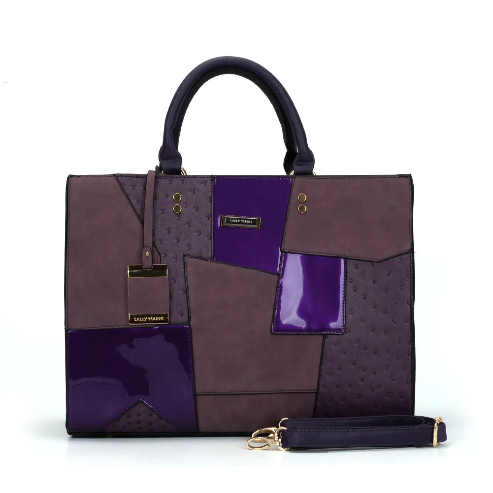 Single shoulder messenger stitching ladies bag - Purple