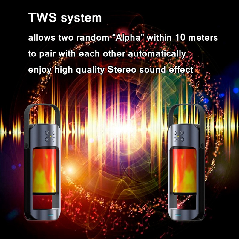 New Portable Alpha Flame Light Bluetooth Speaker Multifunctional Outdoor Emergency Light with Wireless Charging Function - Image 2