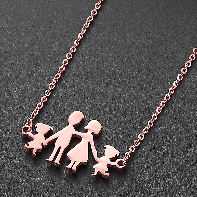 Titanium steel parent-child necklace