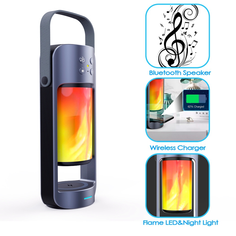 New Portable Alpha Flame Light Bluetooth Speaker Multifunctional Outdoor Emergency Light with Wireless Charging Function - Image 4