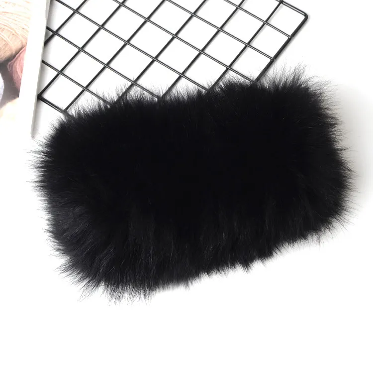 Fashionable fur fox fur warm and cold scarf - Black