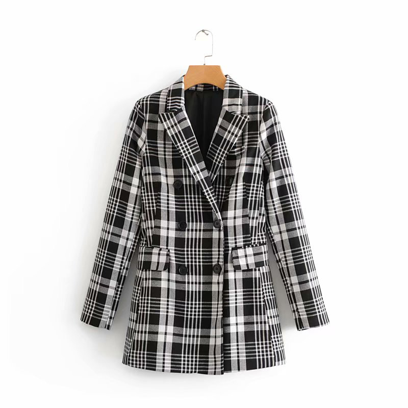 Vintage check double-breasted blazer