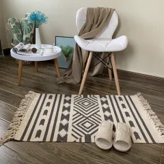 Nordic cotton and linen tassel carpet - As Shown - View 1