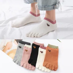 Ladies mid-tube cotton five-finger socks - 17Color-One Size - View 1