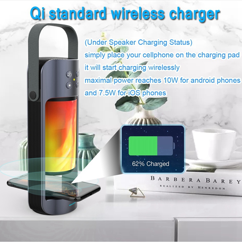 New Portable Alpha Flame Light Bluetooth Speaker Multifunctional Outdoor Emergency Light with Wireless Charging Function - Image 5