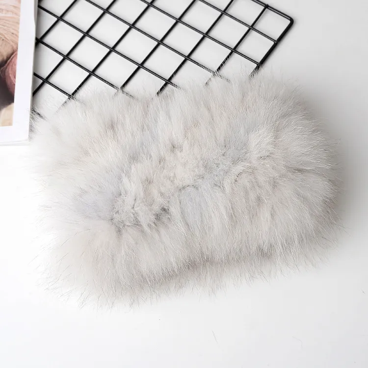 Fashionable fur fox fur warm and cold scarf - White
