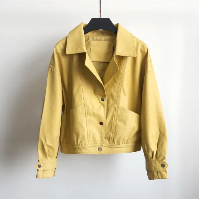 New Korean leather jacket Yellow - Shop at LoveMi