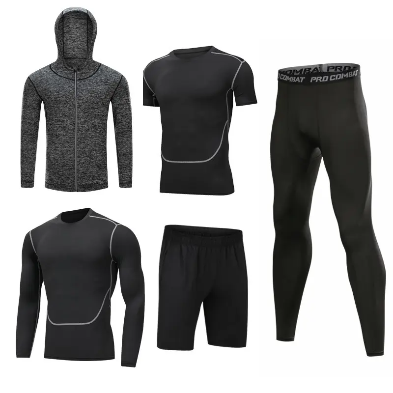New 5-piece Quick Drying Suit for Leisure Sports Gym
