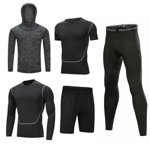 New 5-piece Quick Drying Suit for Leisure Sports Gym