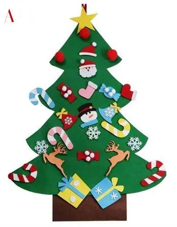 DIY Felt Christmas Tree New Year Toddler Kids Handmade Gift Toys Door Wall Hanging Ornaments Holiday Party Home Decor Set - Shop at LoveMi