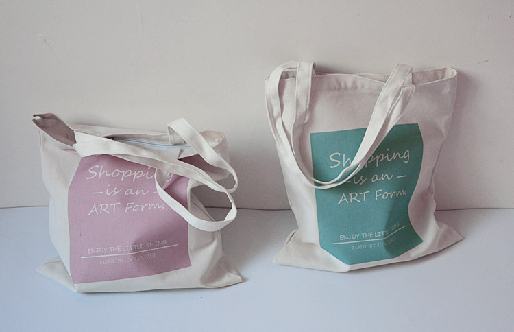Shopping is art letter printed canvas bag