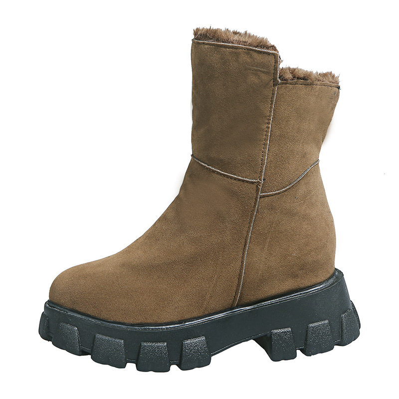 Round head thickened medium snow boots