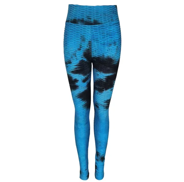 Tie dye jacquard hip yoga leggings Blue Black - Shop at LoveMi