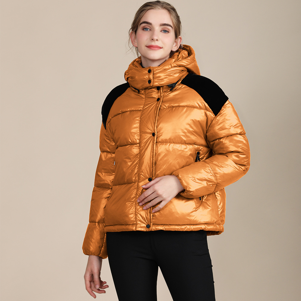 Colored hooded cotton padded jacket