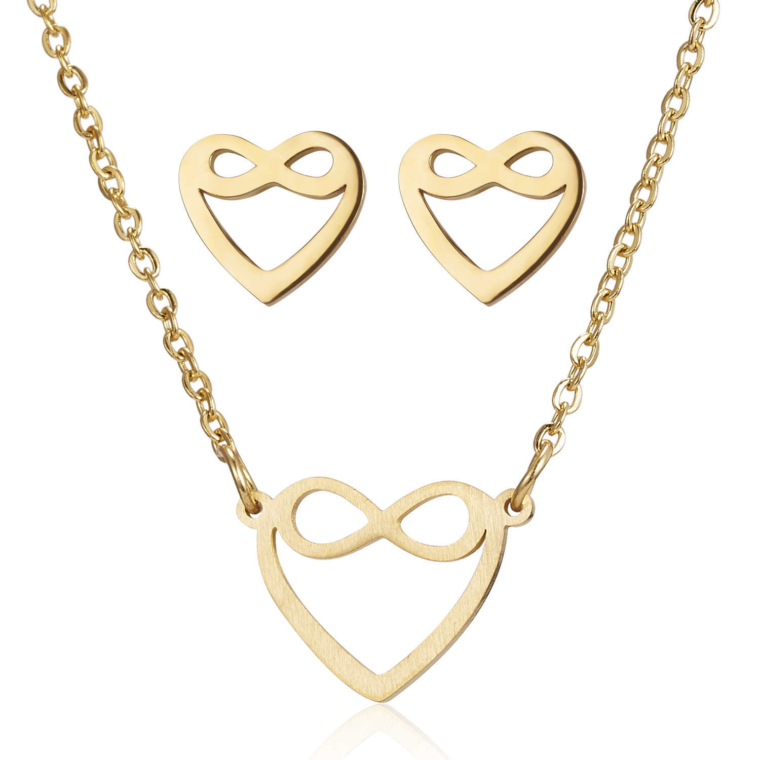 Love hollow stainless steel necklace set