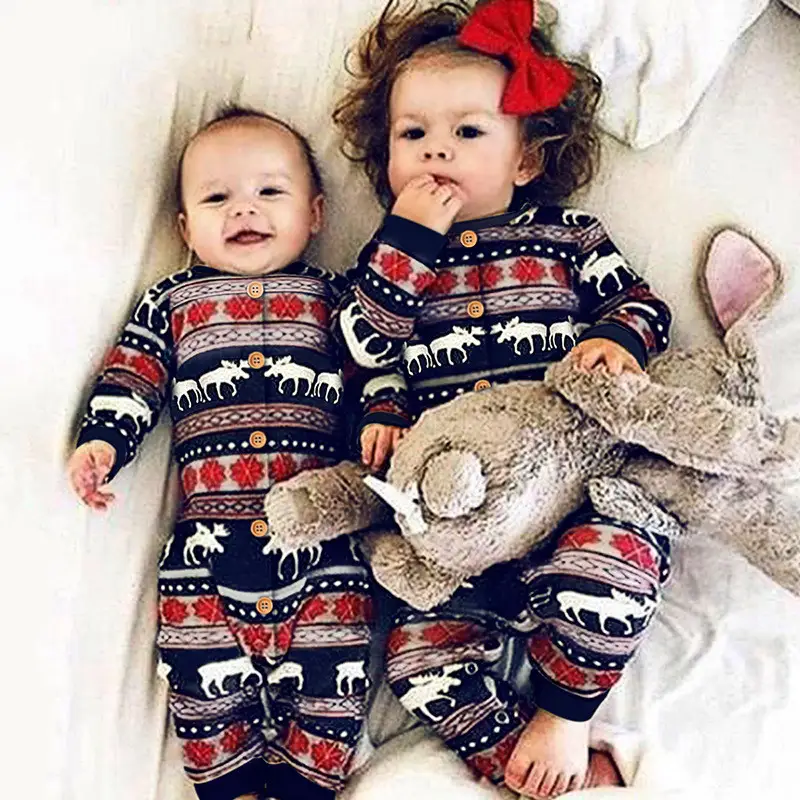 Autumn long-sleeved Christmas deer romper romper