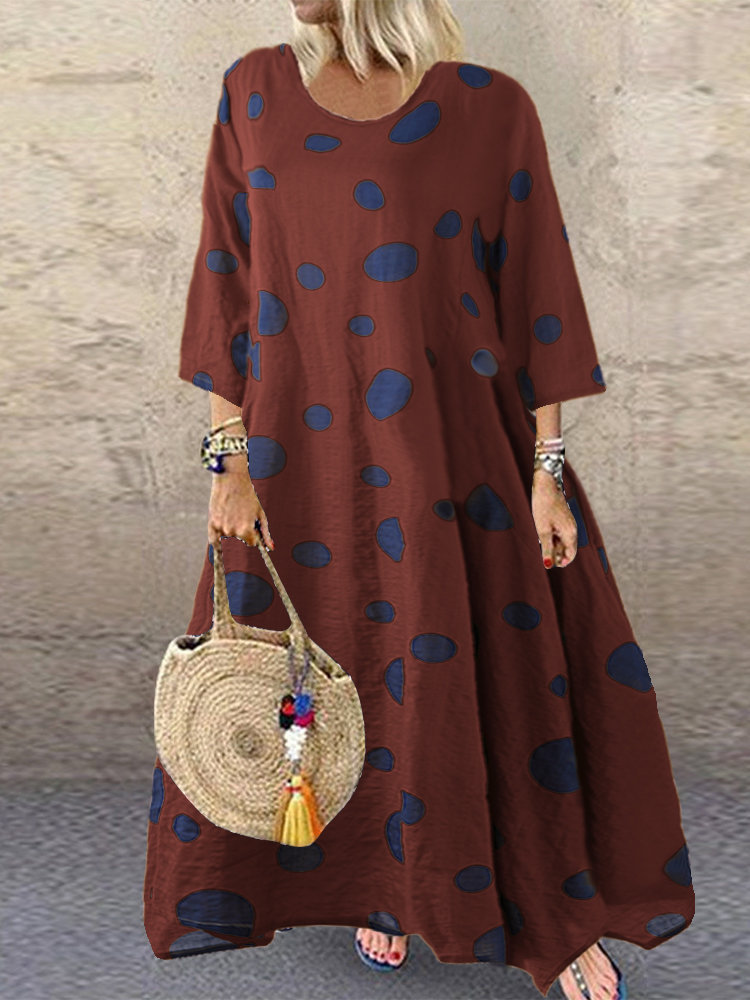 Printed cotton and linen dress