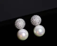 Elegant Crystals Stud Earrings - Silver - View 1