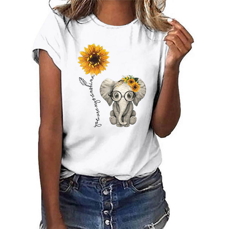 Printed T-shirt loose Casual Short Sleeve Top