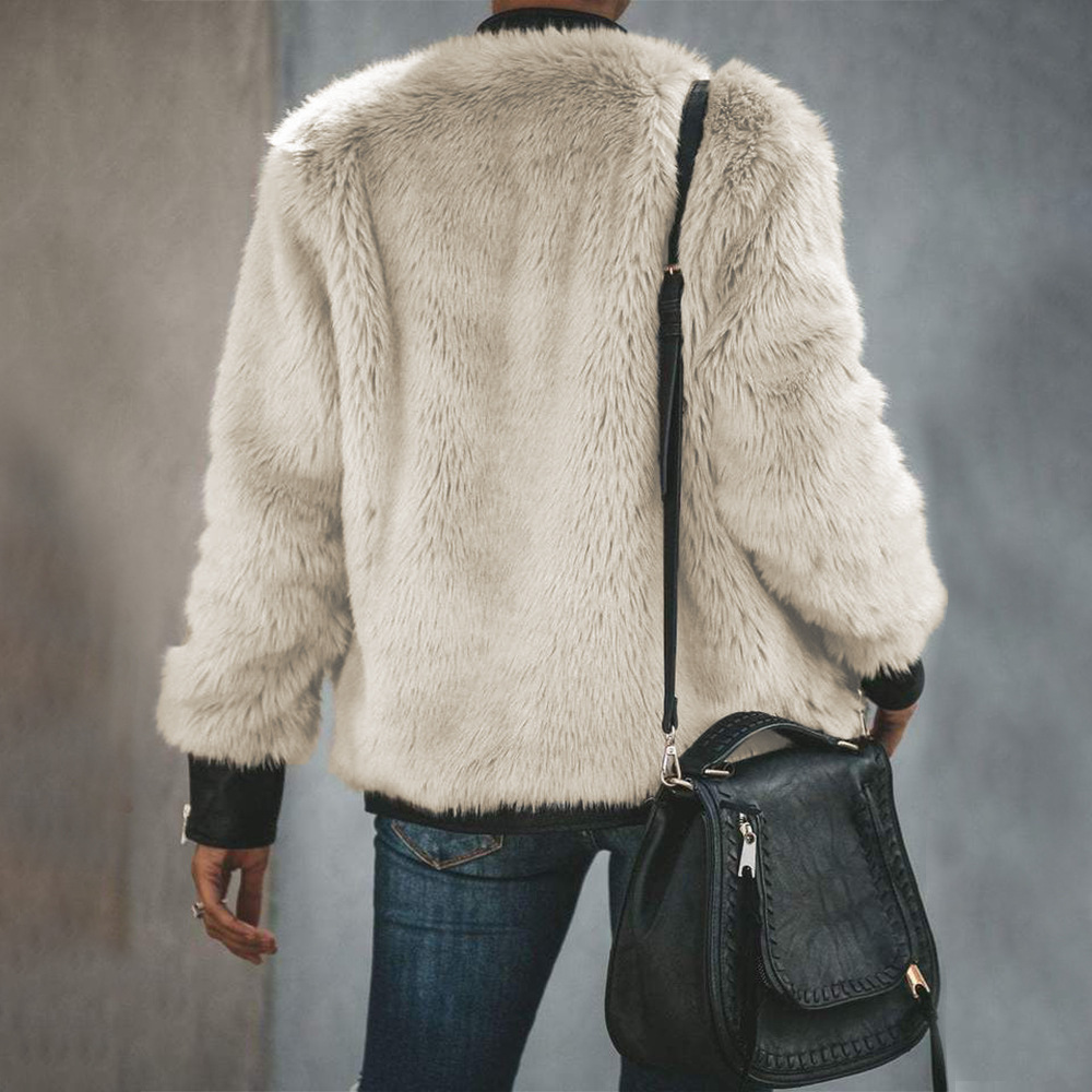 Warm plush zipper cardigan