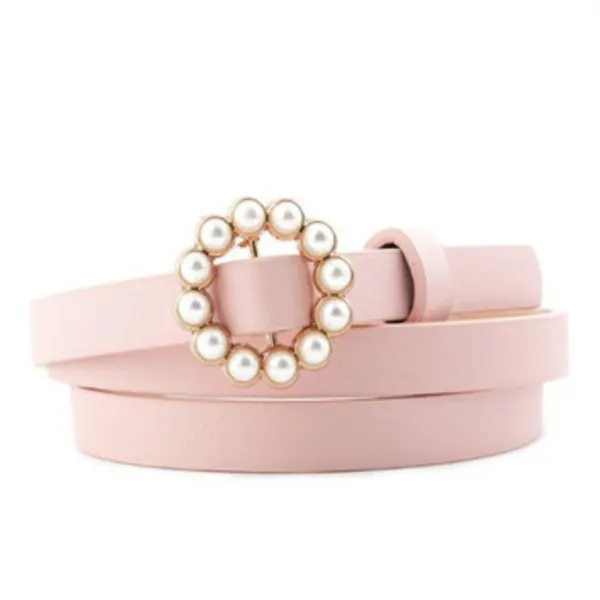 Faux leather pearl belt Pink - Shop at LoveMi